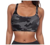 Generisch 2026 Traje de baño de mujer con cordones con aros de cobertura completa push up, parte superior de bikini sin abdomen, traje de baño, top deportivo, camuflaje, XL