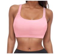 Generisch 2026 Traje de baño de mujer con cordones con aros de cobertura completa push up, parte superior de bikini sin abdomen, traje de baño, top deportivo, Rosa claro., M
