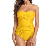 Generisch 2026 Traje de baño para mujer Bikini Contraste de Color Contraste de Protección Solar Estrecha Traje de, amarillo, XXL