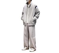 Generisch 2026 Traje deportivo para hombres y mujeres, sudadera con capucha casual, pantalones con borlas, traje deportivo, gris, 3XL