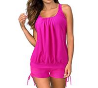 Generisch 2026 - Trajes de baño tankini para mujer, trajes de baño de 2 piezas, tops con pantalones cortos, trajes de baño holgados Lugar de mesa, Rosa intenso., M