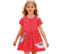 Generisch 2026 Vestido de punto suave de manga corta para niñas - Ropa cómoda de todos los días Vestidos casuales, rojo, 1-2 años