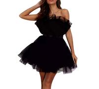 Generisch 2026 - Vestido de tul para mujer, vestido corto de baile hinchado, malla sin tirantes, vestidos de hadas de cumpleaños, volantes, cóctel, poofy gown, sesión de fotos, vestido blanco largo