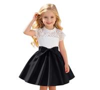 Generisch 2026 Vestido de verano para niña de encaje con patrón de agujeros vestido de fiesta para ocasiones festivas Elegante bordado floral ropa para niños pequeños, Negro , 4-5 años
