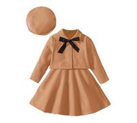 Generisch 2026 - Vestido informal para niña de otoño e invierno con flores y gorro, marrón, 50