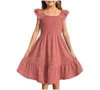 Generisch 2026 vestidos de verano para niñas smocked vestidos de verano sin mangas, Color rojo., 4-5 años