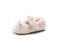 Generisch 2026 Zapatillas de invierno para niñas con suela suave, forradas con forro polar, cálidas, antideslizantes, zapatos casuales para niños pequeños bebés en los primeros pasos, Blanco, 26 EU