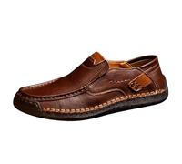 Generisch 2026 Zapatillas Hombre Pareja Estilo Hecho a Mano Hombres Zapatos Casuales Al Aire Libre Un Pie Zapatos Planos De Cuero Primavera Bajo Top Plus Talla Grande LeFu Cuero De Vaca, marrón, 38 EU