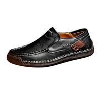 Generisch 2026 Zapatillas Hombre Pareja Estilo Hecho a Mano Hombres Zapatos Casuales Al Aire Libre Un Pie Zapatos Planos De Cuero Primavera Bajo Top Plus Talla Grande LeFu Cuero De Vaca, Negro , 46