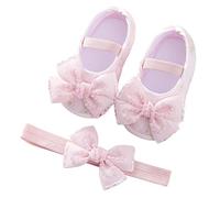 Generisch 2026 Zapatos de bebé con suela suave de moda para niños pequeños, diseño de princesa floral con adornos de perlas, zapatos transpirables para aprender a andar, Rosa., 19 EU