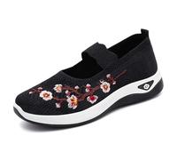 Generisch 2026 Zapatos de tela para mujer, boca plana, fondo suave, no cansado, zapatos de pies con estribo, zapatos de bordado de ocio para mujer, Negro , 37 EU