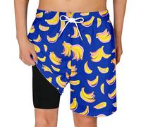 Generisch 2027 Bañador para niño con bolsillos y estampados gráficos, cómodos bañadores para niños, azul oscuro, 10-12 años