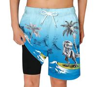 Generisch 2027 Bañador para niño con bolsillos y estampados gráficos, cómodos bañadores para niños, azul, 5-6 años