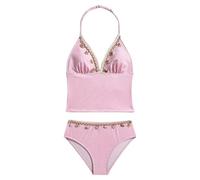 Generisch 2027 Bikini de dos piezas para niña, triángulo con escote en el cuello, ropa de fiesta de playa y piscina, Rosa., 16-17 años
