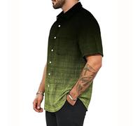 Generisch 2027 Camisa Casual Manga Corta Verano Elástica de Cuatro Vías Elástica Ligera Estampada Negocios Casual Botón Abajo, verde, 3XL