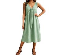 Generisch 2027 Elegante vestido liso sin mangas con ribete de encaje para días casuales de verano - vestido midi cómodo y fluido, verde, S