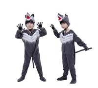 Generisch 2027 - Mameluco de rendimiento para niños, traje de lobo para niños, espectáculo de escenario, fiesta de baile, primavera y verano, ropa de juego cómoda para niños pequeños, gris oscuro, 9