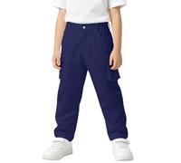 Generisch 2027 Pantalones cargo al aire libre para niños, pantalones de senderismo para, adolescentes adolescentes, pantalones deportivos para correr, ropa casual, ropa de calle, azul oscuro, 13-14