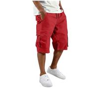 Generisch 2027 Pantalones cargo con bolsillos delanteros inclinados glúteos abiertos para ropa de trabajo funcional, Rojo sandía, XXL