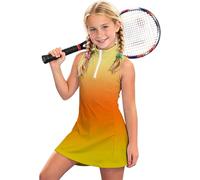 Generisch 2027 Vestido de niña sin mangas con cuello de cremallera para actividades deportivas, amarillo, 14-15 años