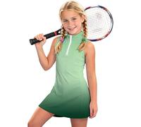 Generisch 2027 Vestido de niña sin mangas con cuello de cremallera para actividades deportivas, Verde claro., 6-7 años