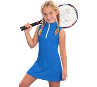 Generisch 2027 Vestido de rendimiento sin mangas para niña, con cremallera en el cuello, ideal para jóvenes y deportivas, azul, 4-5 años