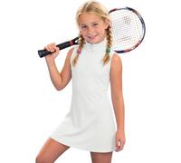 Generisch 2027 Vestido de rendimiento sin mangas para niña, con cremallera en el cuello, ideal para jóvenes y deportivas, Blanco, 10-11 años