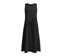 Generisch 2027 Vestido de verano casual con ribete en contraste, vestido de playa fluido de estilo mediterráneo, Negro , 3XL