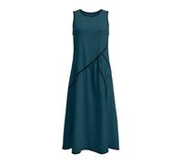 Generisch 2027 Vestido de verano casual con ribete en contraste, vestido de playa fluido de estilo mediterráneo, Verde oscuro., M