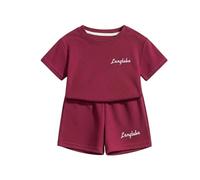 Generisch 2027 Vestidos de Verano para Niños Manga Corta Dos Piezas Casual Corte Holgado Estilo Coreano Ropa Deportiva Niños, Color rojo., 8-9 años