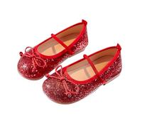 Generisch 2027 Zapatillas de ballet para niña con lazo, zapatos lindos para niños pequeños, zapatos cómodos para correr con suela suave, ideales para la escuela, fiestas y ocasiones festivas., rojo