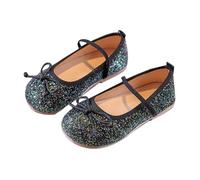 Generisch 2027 Zapatillas de ballet para niña con lazo, zapatos lindos para niños pequeños, zapatos cómodos para correr con suela suave, ideales para la escuela, fiestas y ocasiones festivas., Negro