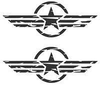 generisch 2X US Army Retro Star Star Pegatinas Estados Unidos 283/15 pegatinas retro para el coche (gris plateado brillante, 30 cm de longitud)