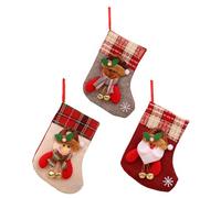 Generisch 3 medias de Navidad, botas de Papá Noel para rellenar, dibujos animados de Papá Noel, alce, muñeco de nieve, calcetines de Navidad para colgar, decoración del árbol de Navidad
