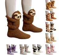 Generisch 3D Calcetines de Navidad de Animales Tejidos a Mano de Doble Capa de Algodón Invierno Calentitos y Acolchados para Mujeres, Hombres, Niños, Regalo Festivo de Navidad Calcetines de Animales