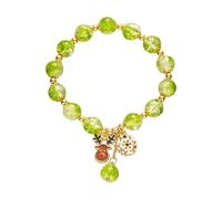Generisch 4 Rose Anillos Luck Bead Jade Gold Pulseras For Women Christmas Jade Dainty Beads Pulseras Gold Jewelry For Women Her Him Father Mother Pulsera Mm Para Perlas Anillos, talla única, Metal