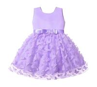 Generisch 400 primeros besos sin mangas mariposa bordado tul lazo desfile vestido de fiesta vestido de noche vestido de novia para niños ropa moda chifón niñas, morado, 3-6 meses