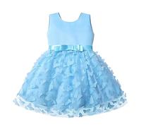 Generisch 400 primeros besos sin mangas mariposa bordado tul lazo desfile vestido de fiesta vestido de noche vestido de novia para niños ropa moda chifón niñas, azul, 6-12 meses