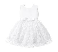 Generisch 400 primeros besos sin mangas mariposa bordado tul lazo desfile vestido de fiesta vestido de noche vestido de novia para niños ropa moda chifón niñas, Blanco, 3-6 meses
