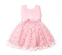 Generisch 400 primeros besos sin mangas mariposa bordado tul lazo desfile vestido de fiesta vestido de noche vestido de novia para niños ropa moda chifón niñas, rojo, 3-6 meses