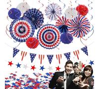 Generisch 4th of July Decor Indoor - Seasonal Decoration | Patriotic Party Star Streamer | for Homeowners Home Office School Yard Porch Backyard Street Parade Retail Store Living Room Bedroom Wall