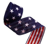 Generisch 4th of July Wired Ribbon | 5 Yards Veterans Day Decor | Red White Blue Polyester Ribbons | Ideal para exhibiciones de velas de al aire libre Table Centerpiece Wrapping DIY Crafters