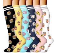 Generisch 6 medias largas de compresión, leggings largos, calcetines de compresión para correr, calcetines deportivos al aire libre, amarillo, S