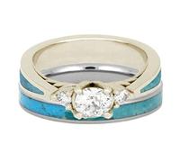 Generisch Abadía Hija Plata Piedra Preciosa Natural Conjunto 2 Piezas Anillo Simple Bisutería Accesorios Populares Anillos Negro Plata, 10, Metal, Sin piedra preciosa