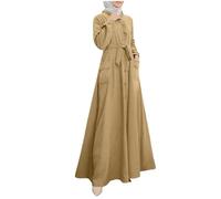 Generisch Abaya - Vestido de oración para mujer, estilo islámico, de gran tamaño, moderno, manga larga, elegante, holgado, cuello redondo, árabe, islámico, musulmán