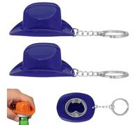Generisch Abridor de botellas de vaquero, abridor de cerveza Western Tejana Cowboy & Cowgirl Beer Opener, Portable Metal Beer Can Can Abridor de Key Chain for Party Favors, Bar Decor & Gifts (azul)