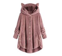 Generisch Abrigo con botones para mujer, talla grande, suelta, sudadera, ropa de luto, talla grande, Rosa., L