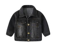 Generisch Abrigo con capucha para hombre y niña, chaqueta vaquera de manga larga, abrigos ropa de abrigo trajes ropa Jack y chaquetas, Negro , 2-3 años
