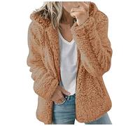 Generisch Abrigo de forro polar con cremallera para mujer, chaqueta cálida para exteriores, con bolsillos, ropa de ocio invernal, café, XL