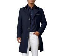 Generisch Abrigo de hombre para invierno, ligero, cortavientos, de doble hilera, de color puro, abrigo de transición, a prueba de viento, abrigo de gabardina, ropa ligera y holgada, moda de invierno
